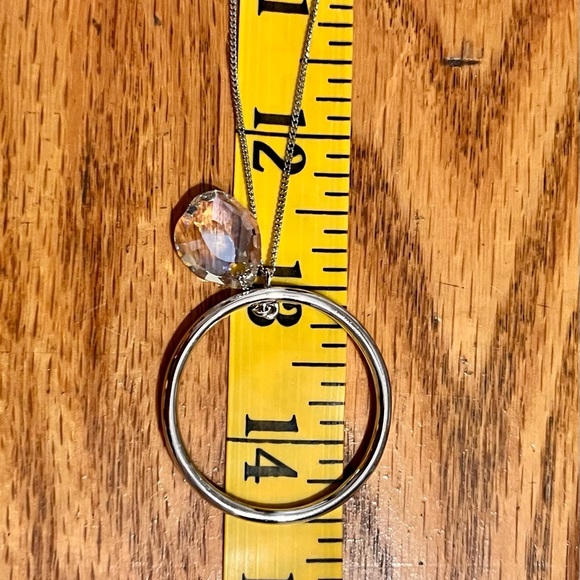 Swarovski Silver Teardrop Crystal Pendant in Circle Halo Sparkle Gift Minimalist - Picture 7 of 16